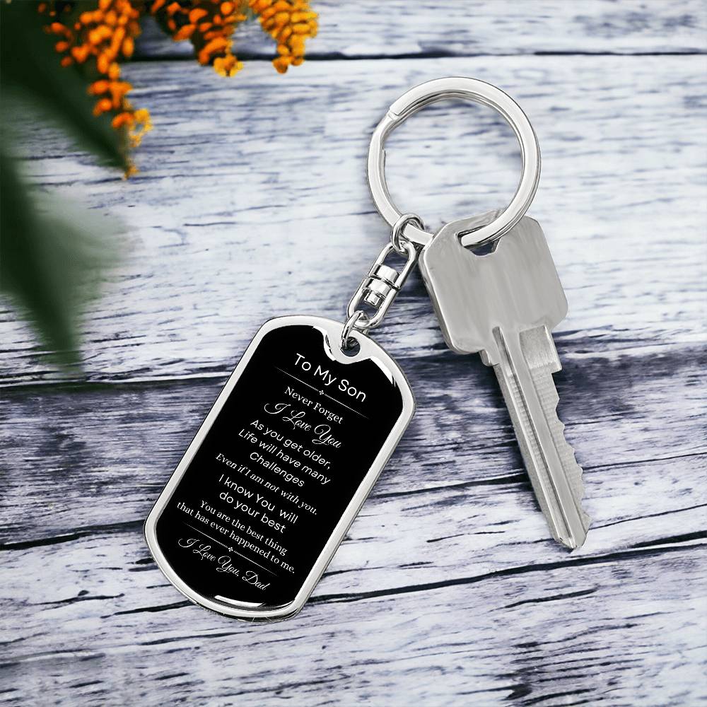 To My Son Love Dad Keychain