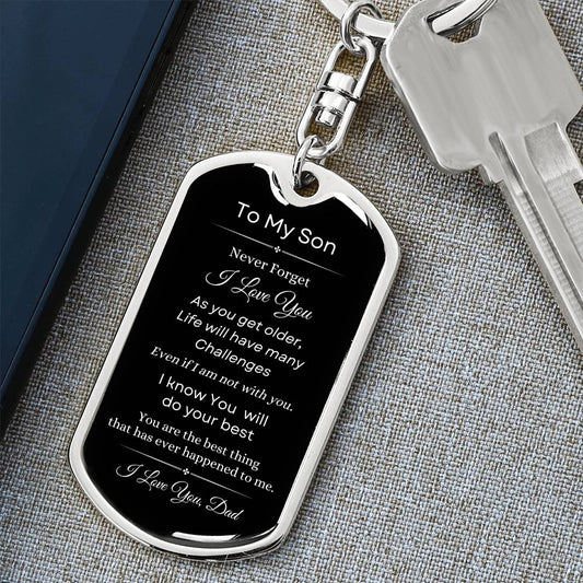 To My Son Love Dad Keychain