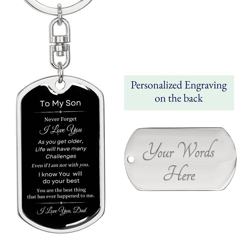 To My Son Love Dad Keychain