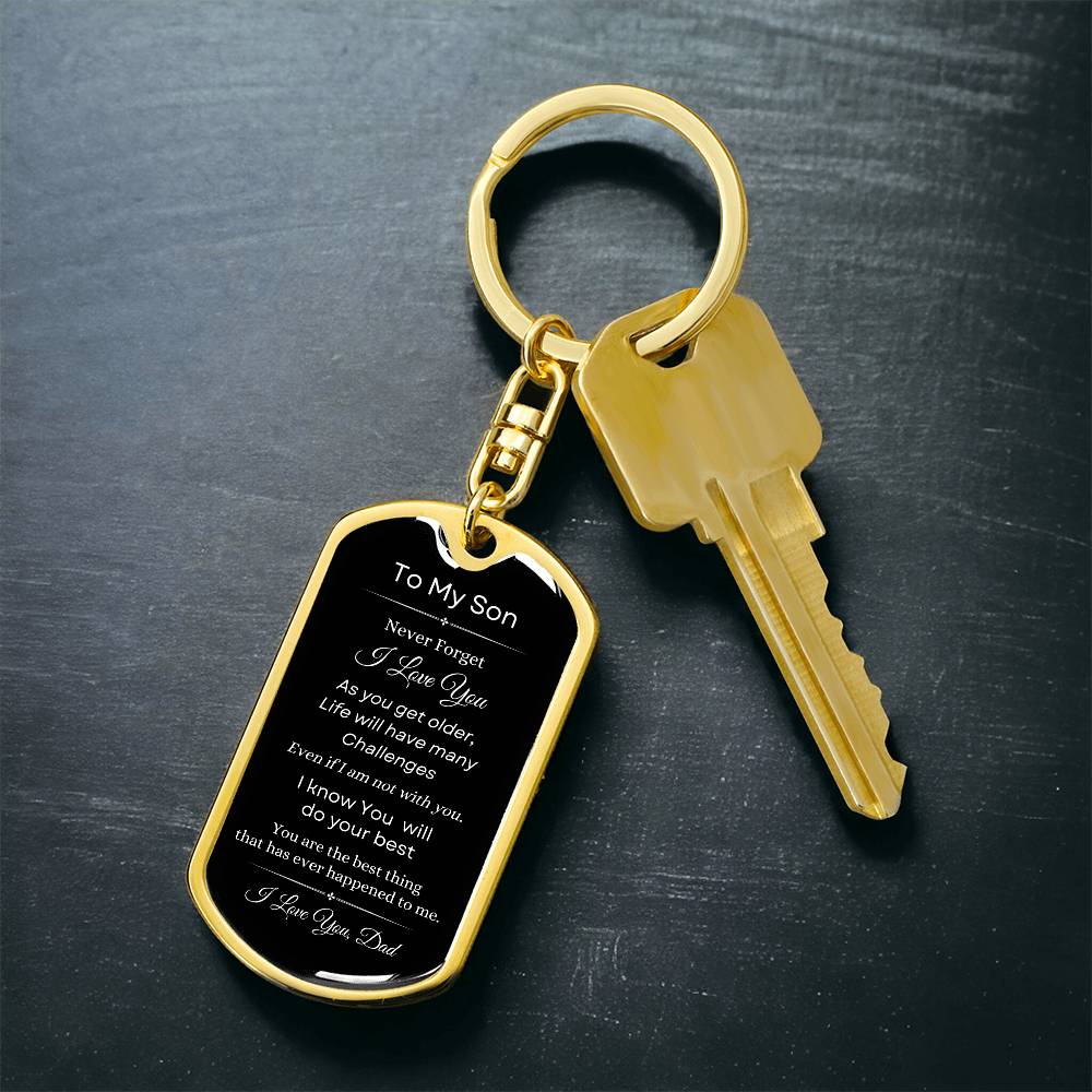 To My Son Love Dad Keychain