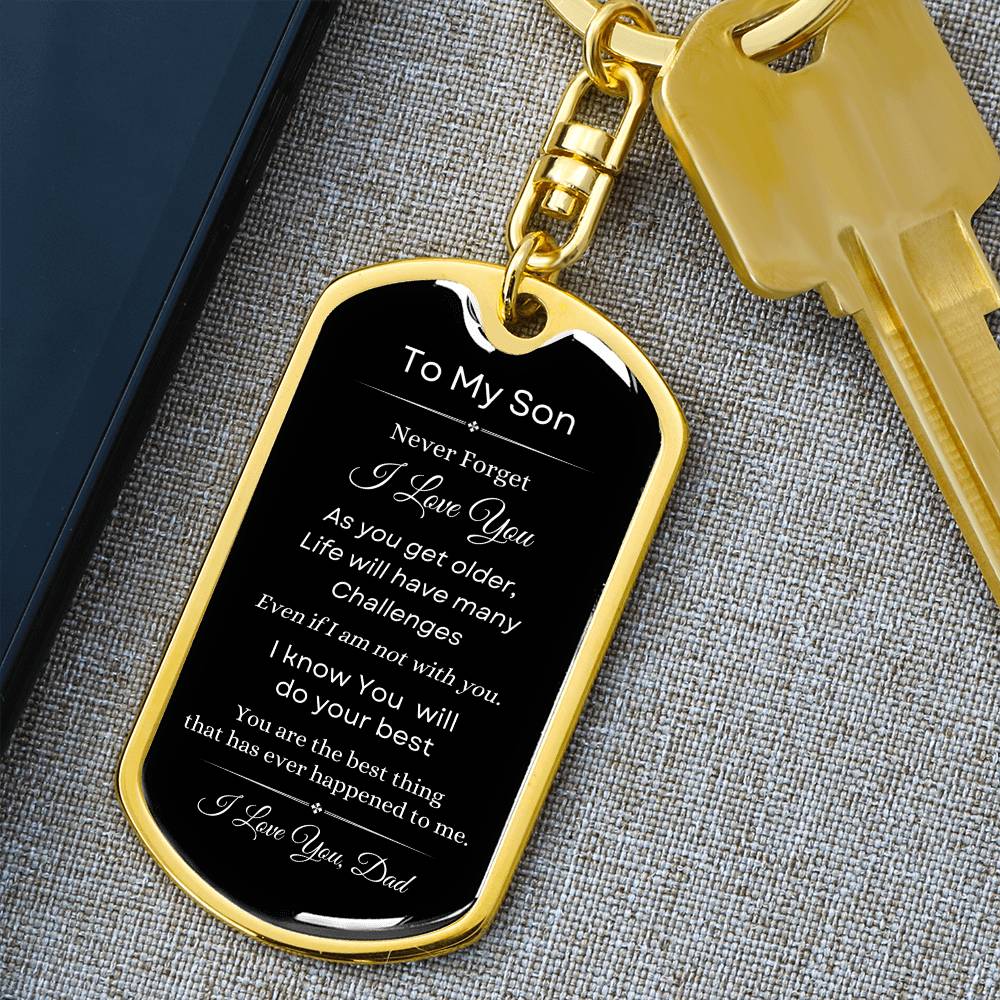 To My Son Love Dad Keychain