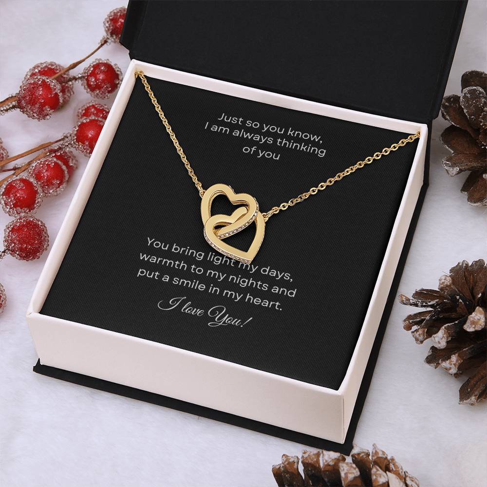 Interlocking Hearts Necklace (Yellow & White Gold Variants) For the special woman in your life.