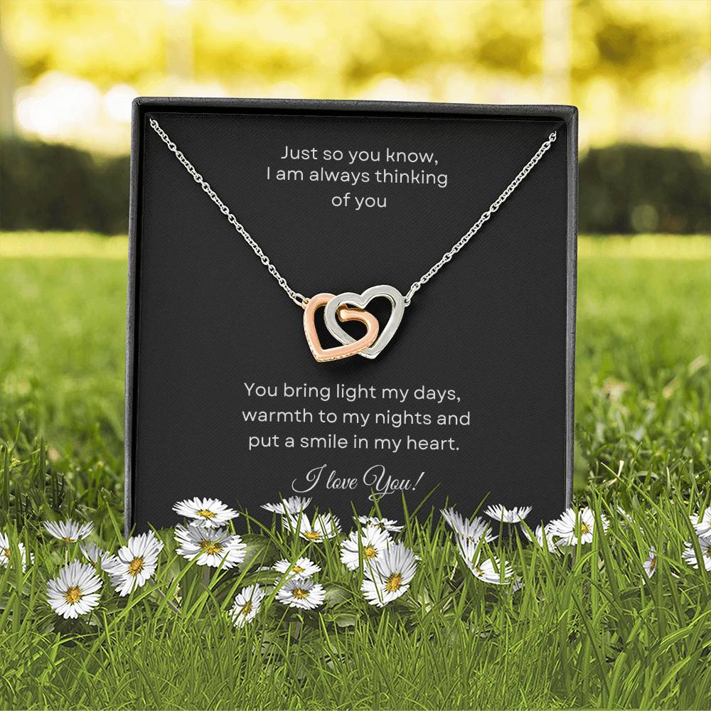 Interlocking Hearts Necklace (Yellow & White Gold Variants) For the special woman in your life.