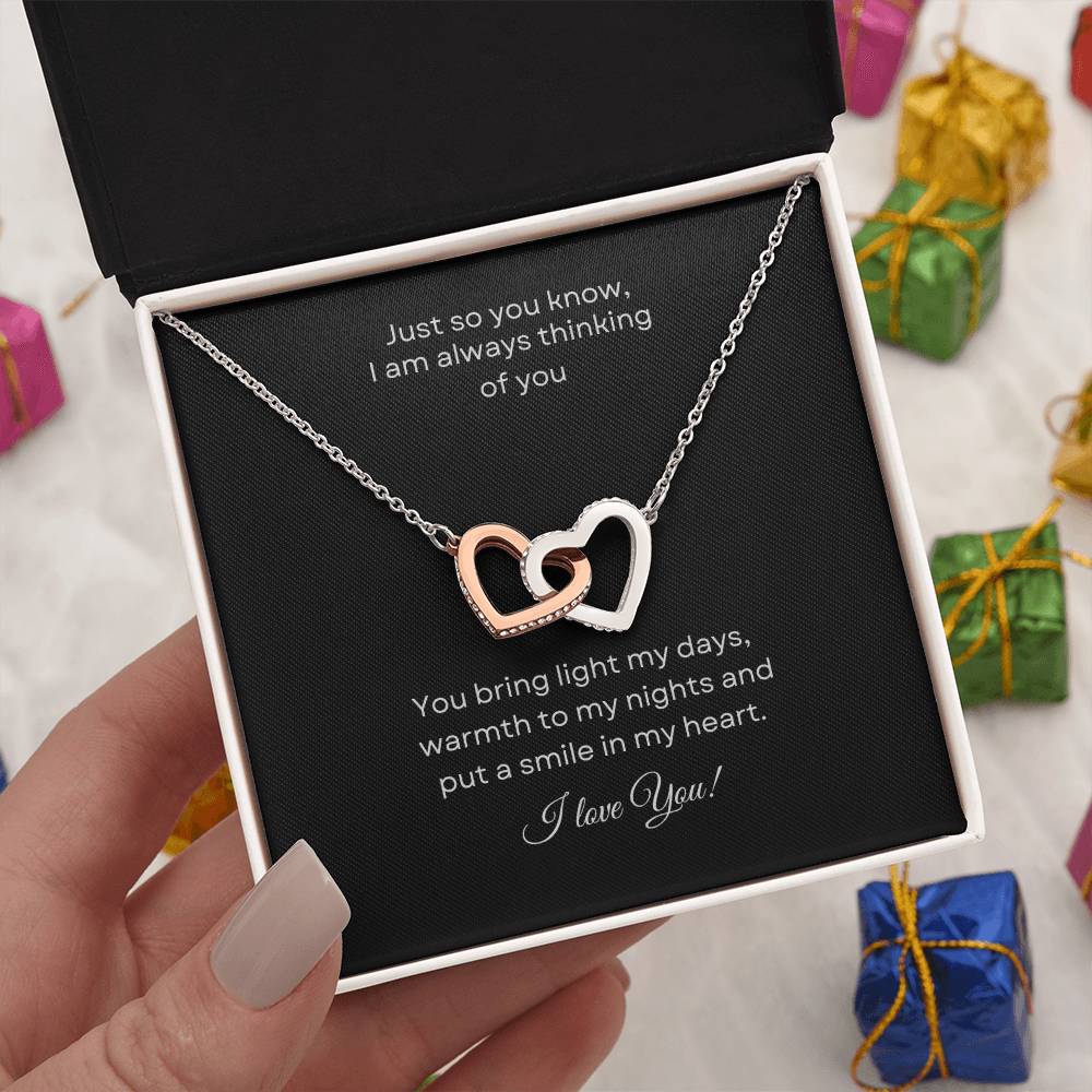 Interlocking Hearts Necklace (Yellow & White Gold Variants) For the special woman in your life.