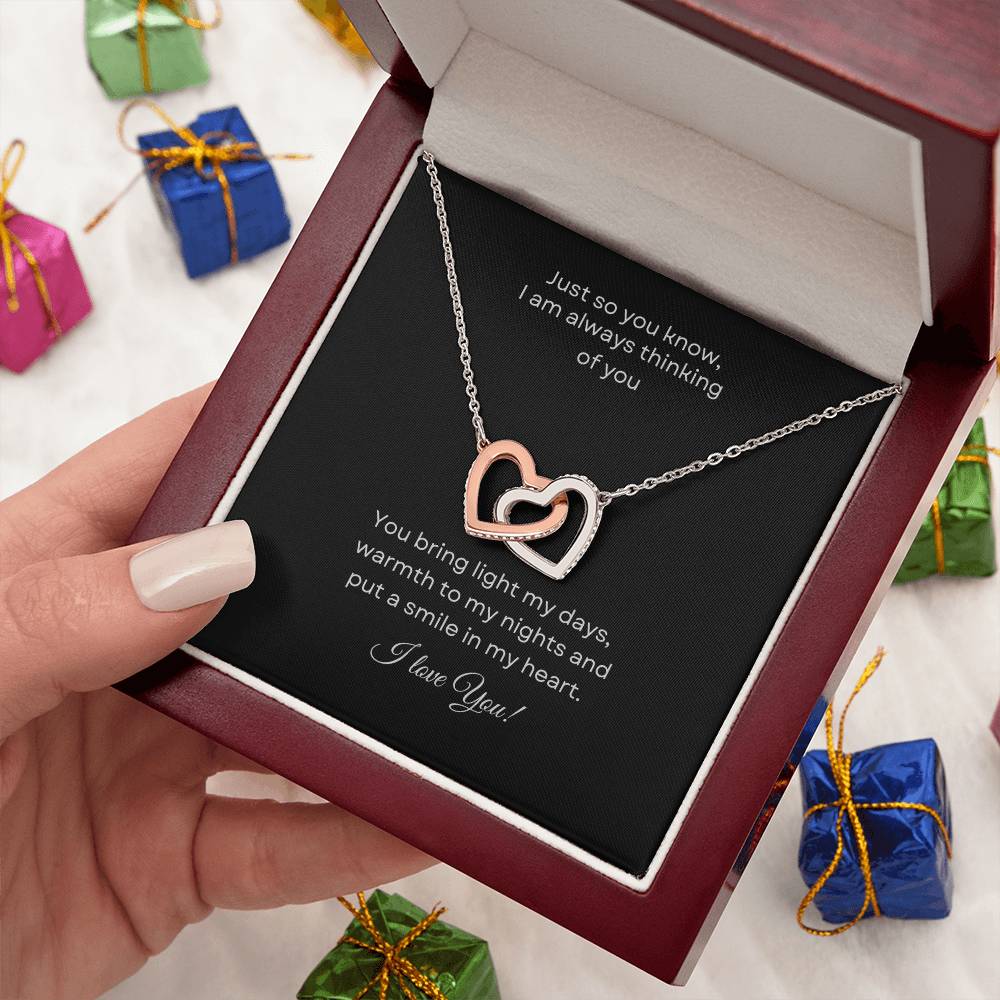 Interlocking Hearts Necklace (Yellow & White Gold Variants) For the special woman in your life.