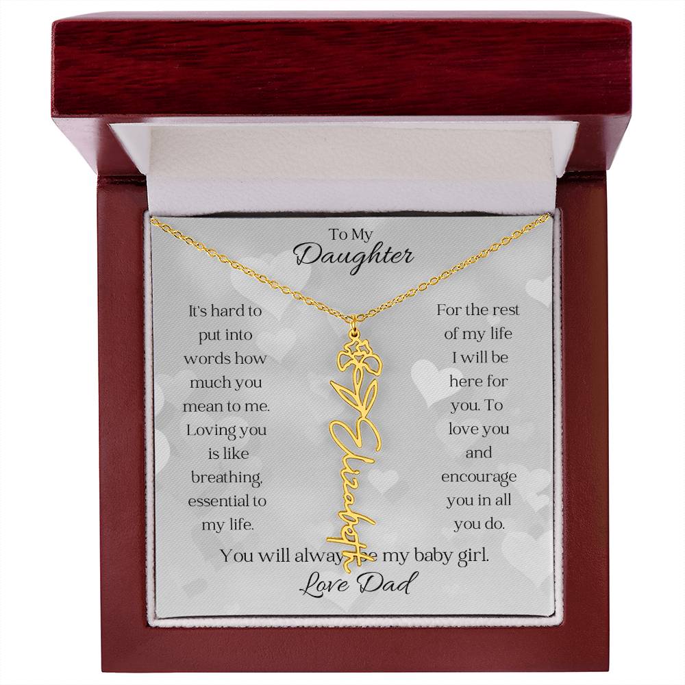 Birth Flower Name Necklace to Daughter from Dad