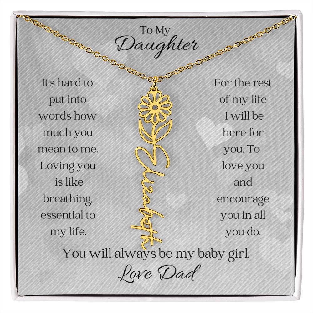 Birth Flower Name Necklace to Daughter from Dad