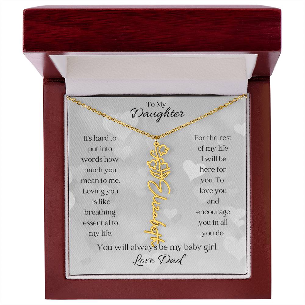 Birth Flower Name Necklace to Daughter from Dad